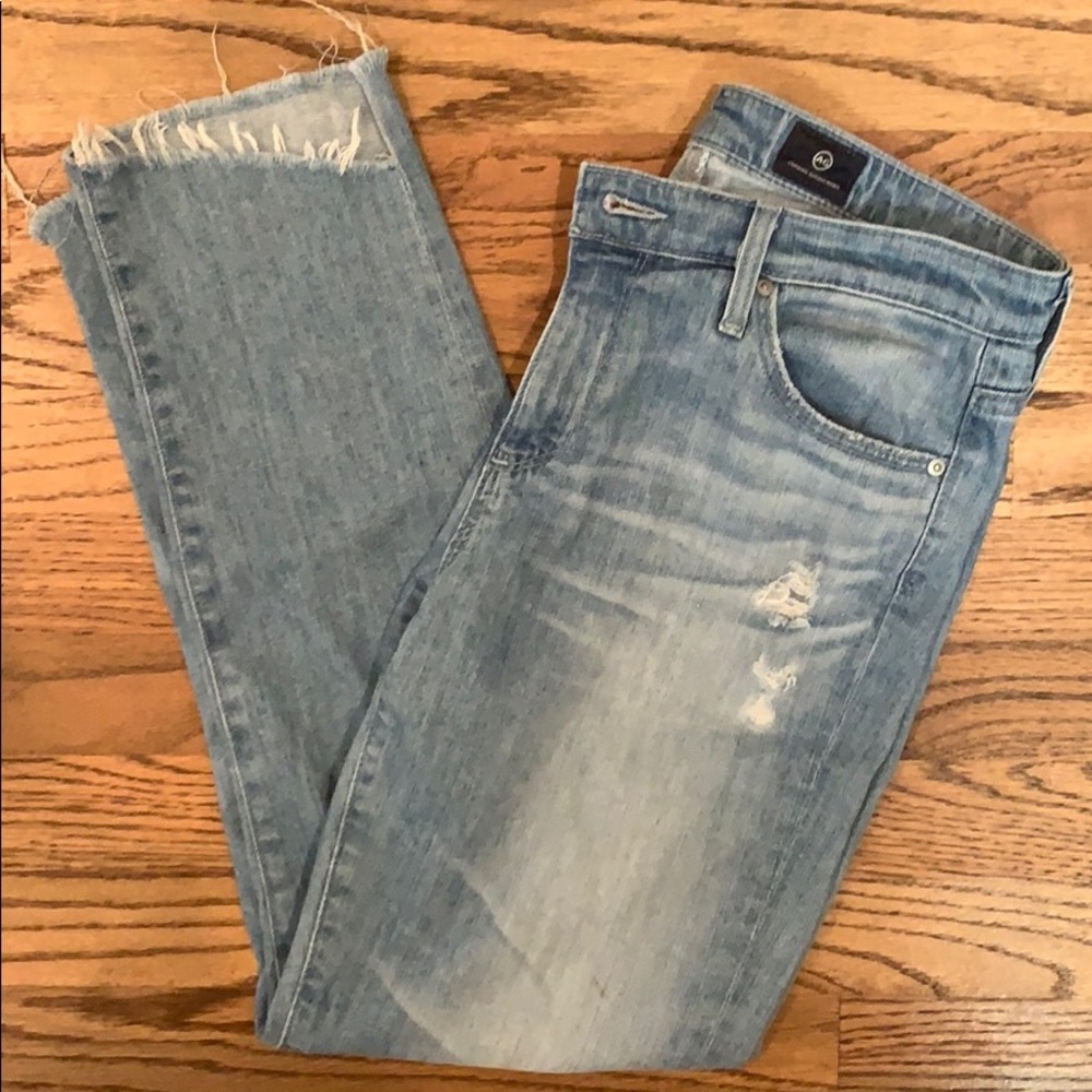 AG denim. Raw hem.